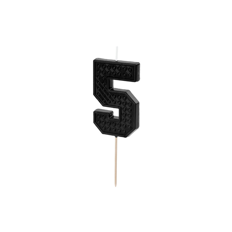 Narodeninová sviečka kocky číslo 5 čierna